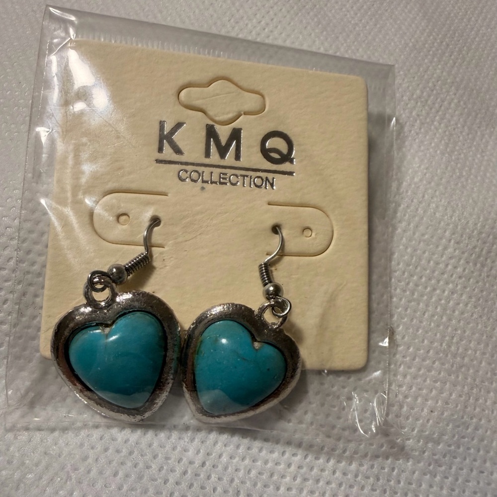 Silver and Blue Heart Earrings